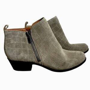 Lucky Brand NEW Basel Out Zip Booties Croc-Pattern Ankle Booties, Women’s Sz 9